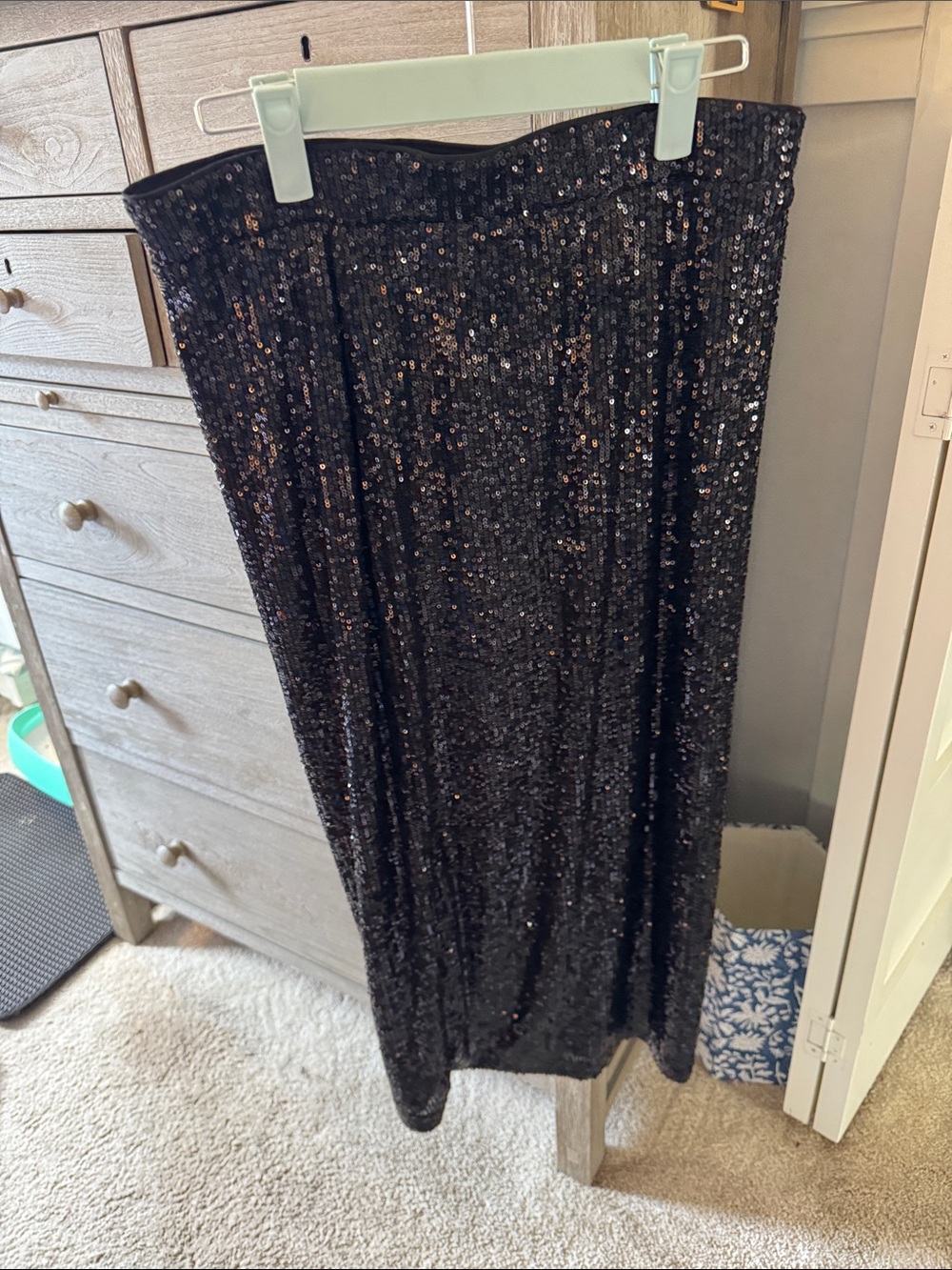 Black Sequin Maxi Skirt - Evening Sparkle